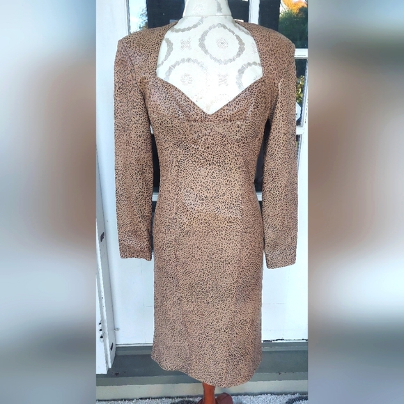 Michael Hoban North Beach Printed Leather Leopard Pattern Dress size Sma… - Picture 1 of 9